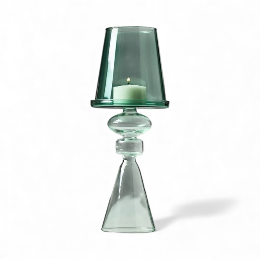 Anthropologie Beatrix Glass Lamp Candle Holder: Green, NIB. - Picture 4 of 5